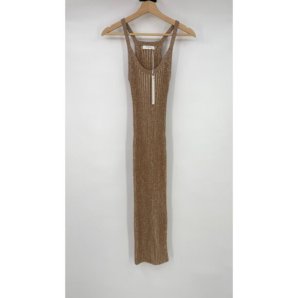 One Grey Day | NWT Dani Tank Dress in Falafel Tan Ribbed Knit Midi XS - Picture 2 of 11